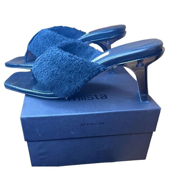 Miista Carissa French Terry Clear Heel Sandals in Black NWB Size 40 - Picture 4 of 10